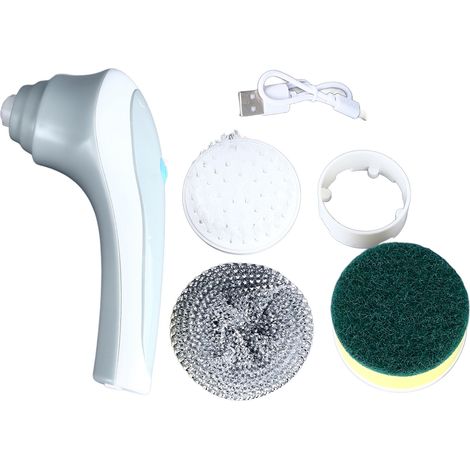 Brosse électrique rotative sans fil avec 3 embouts interchangeables pour nettoyage des surfaces (ABS, 1200mAh) (1/4)