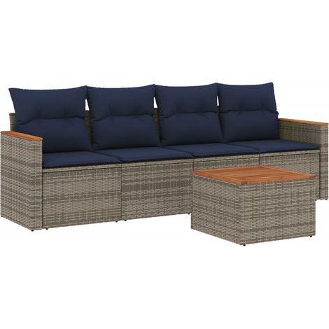 Maison Exclusive - 5-teiliges Gartensofa-Set mit Kissen, grau, Po