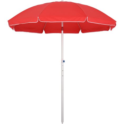 Parasol de plage parasol inclinable octogonal Ø 180 cm tissu polyester haute densité anti-UV hauteur réglable mât aluminium sac de transport inclus rouge