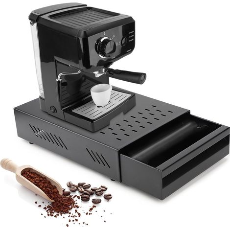 Contenitore per fondi di caffè, scolapiatti per fondi di caffè, cassetto estraibile in acciaio inox 350 x 250 x 100 mm, contenitore per la raccolta e il riciclo dei fondi di caffè, nero