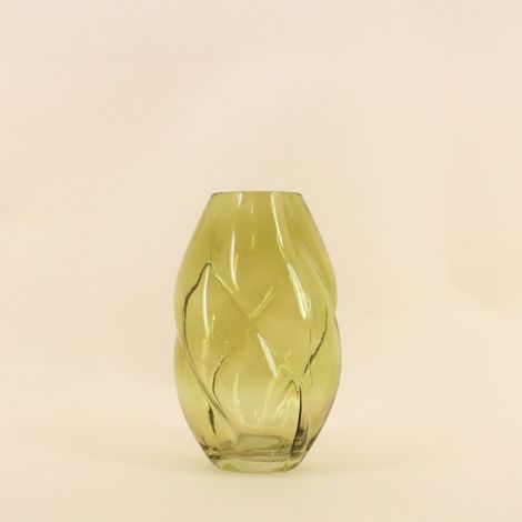 Vase en verre alvéolé vert, H22cm (1/5)