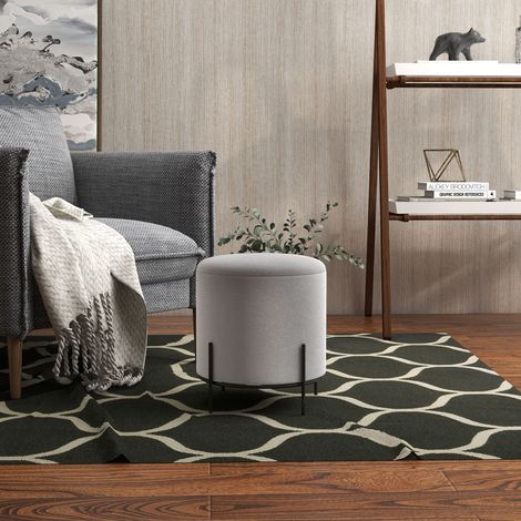 Pouf ottoman tabouret pouf repose-pied en velours pieds en acier pour salon chambre Ø 35 x 38 cm gris clair (1/5)