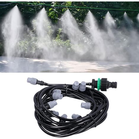 Kit brumisateur Terrasse,Brumisateur Terrasse Exterieur Tuyau d'irrigation 4/7 de 10 m/32,8 Pieds avec 10 Buses de Pulvérisateur Système
