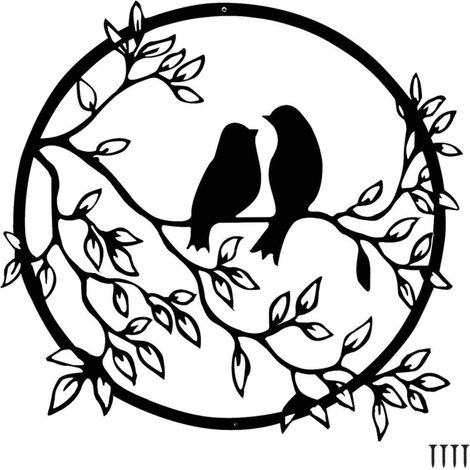 Décoration Murale en métal Oiseau sur Branche d'arbre, Silhouette Murale d'oiseaux en Fer Noir, Art Mural Suspendu en métal pour Jar (1/5)