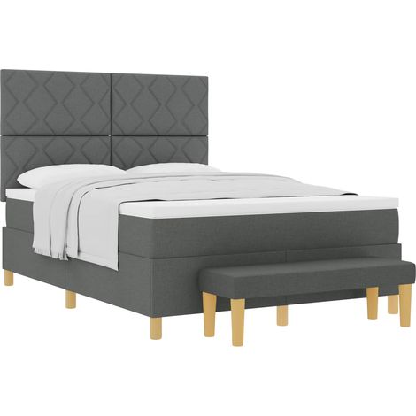 Maison Exclusive - Letto a molle con testiera Grigio scuro 190 x 140 cm Tessuto (1/5)