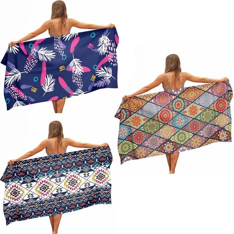 3er-Pack Strandtücher, große Handtücher 70 x 150 cm, leicht, kompakt, saugfähig, schnell trocknend, Bad, Camping, Schwimmen, Reisezubehör