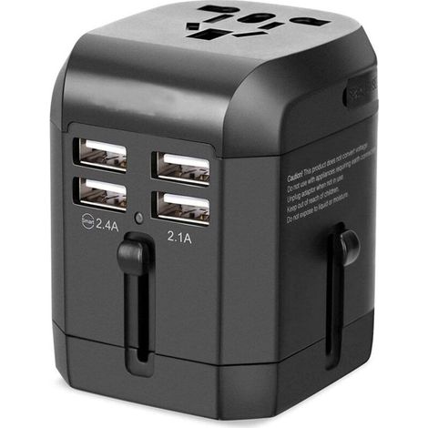 Adaptateur secteur universel mondial Universel USB Chargeur mural de l'adaptateur secteur de voyage CA Coup de téléphone portable Portable Quad 3.5A Port de charge intelligent Prise de voyage pour (1/5)