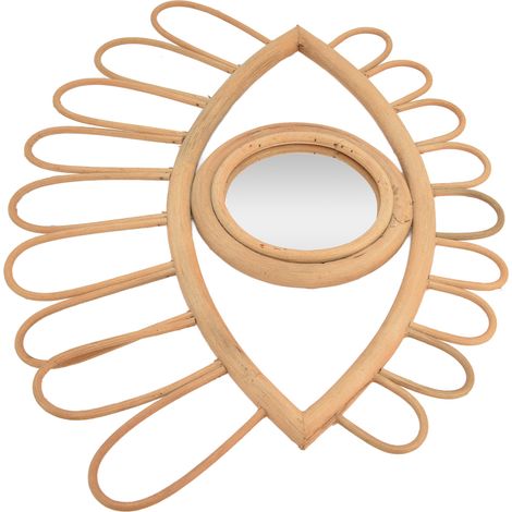 Nordischer Rattan-Augenspiegel, kreative Wanddekoration fürs Schlafzimmer, aus Korbgeflecht und Acryl, große Größe (1/5)