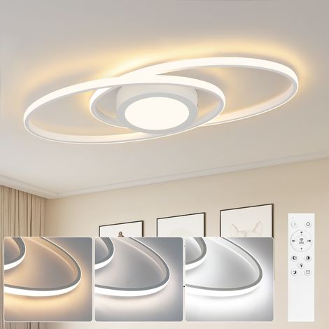 ZMH Plafonnier LED Salon Plafonnier à intensité variable Chambre à coucher Blanc avec télécommande 3000-6000K 48W Design moderne pour chambre d'enfant Cuisine Couloir Balcon (1/5)