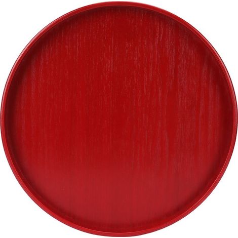 Plateau à couverts de fruits de qualité alimentaire, assiette ronde en bois rouge pour la cuisine, la maison, le restaurant, 24cm (1/5)