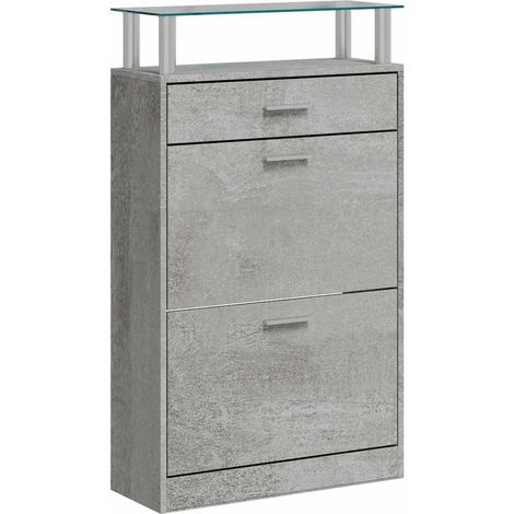 Maison Exclusive - Scarpiera Grigio Cemento 63x24x104 cm in Legno Multistrato (1/5)