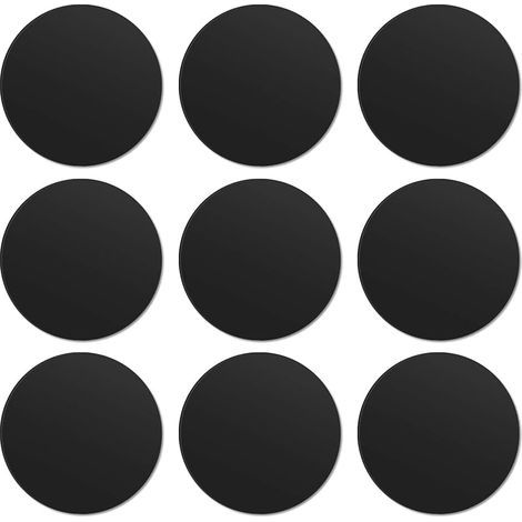 9 Pièces Plaque Metallique Telephone (9 Rondes) avec Adhésif pour Support Téléphone Voiture Magnétique/Aimant Telephone Voiture et Autres Produits Aimanté, Noir (1/5)