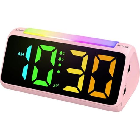 Cadran Réveil Enfant Électronique et Coloré - Intègre une Veilleuse LED aux Couleurs Variées, Réglable, et se Recharge par USB - Idéal pour les Routines du Coucher et du Lever