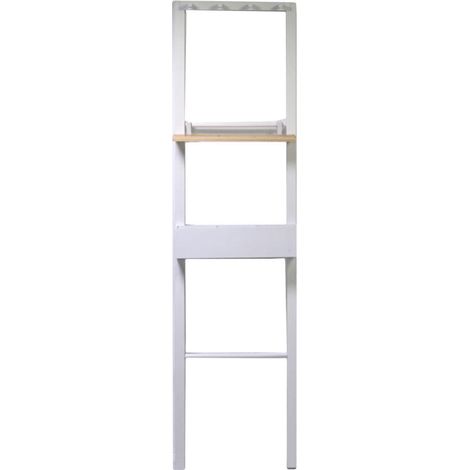 Attaccapanni stand legno 4 posti biancocon mensola cm 40x13h160