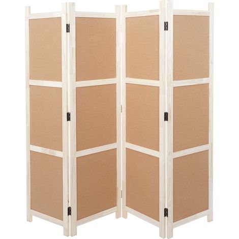 Paravent HHG-815, Raumteiler Trennwand Sichtschutz, Pinnwand Kork braun, 4 Paneele 166x160cm (1/5)