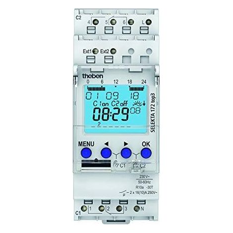 Theben SELEKTA 172 Top3 timer bianco per guida DIN