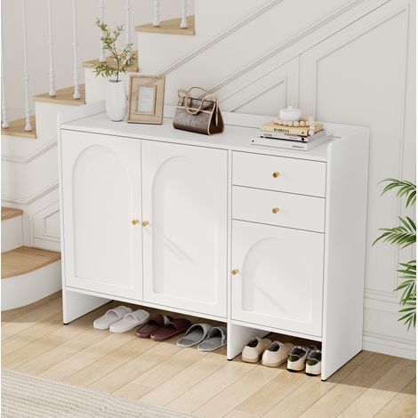 Scarpiera mobile 3 ante 2 cassetti bianca 120 cm OKMYHOME (1/5)
