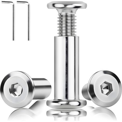 20 Pièces Vis de Connexion pour Meubles M4x10mm Vis Assemblage Meuble Relieuse Connecteurs D'armoire pour les Panneaux de Bois Destinés aux Meubles et aux Armoires (1/5)