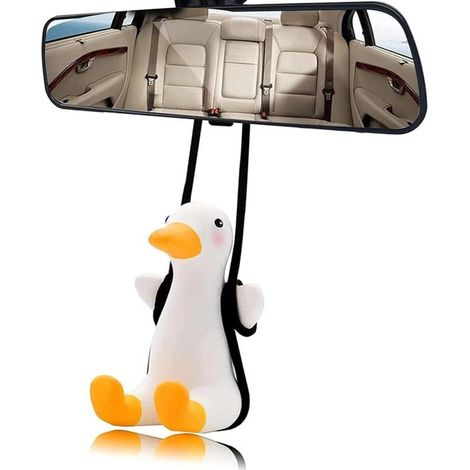 Ornamenti per auto, simpatico ornamento a dondolo a forma di anatra, anatra da appendere all'auto, ornamento decorativo per auto a forma di anatra, ornamento per specchietto retrovisore dell'auto. (1/2)