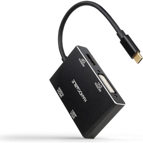 CONVERSOR USB-C A HDMI/H-DVI/H-DP/H-VGA/H 10CM NEG (1/3)