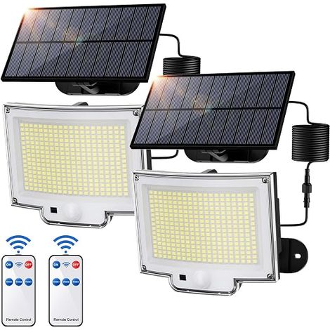 LED Solar Motion Sensor Light, 3000LM Outdoor Solar Light, 3 Modes Outdoor Solar Floodlight, IP65 LED Solar Spotlight (2 Pieces – Cool White) (1/5)