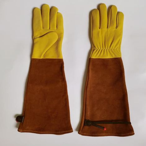 Gants de jardinage - femmes/hommes - gants de travail en cuir - outils de jardinage - gants anti-coupures - gants à picots pour rosiers - outils de jardin longs - pour femmes (1/3)