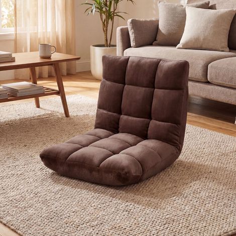 14-Position Folding Floor Chair Recliner, Flannel Cover (1/5)