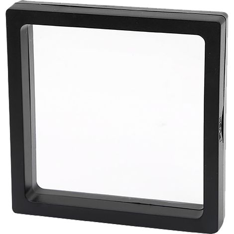 Boîte à Bijoux à Cadre Flottant Transparente Portable Anti-Oxydation Film PE Coffret Rangement Bijou Vitrine Présentation Flottante pour Bagues Boucles d'Oreilles Bracelets Collier Noir M: 9x9cm/3.5x3 (1/4)