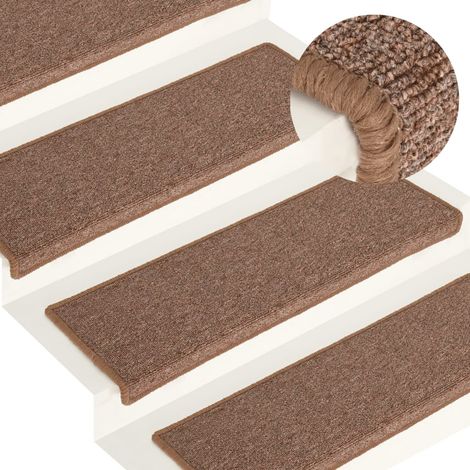 Tapis d'escalier 15 pcs,Marchettes d'escalier,Protections d'escalier 65x21x4 cm Marron DVNEI219031 (1/5)