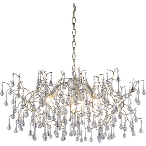 Merano Rimini Plafonnier à 4 ampoules Peinture argent vieilli et verre teinté gris fumé