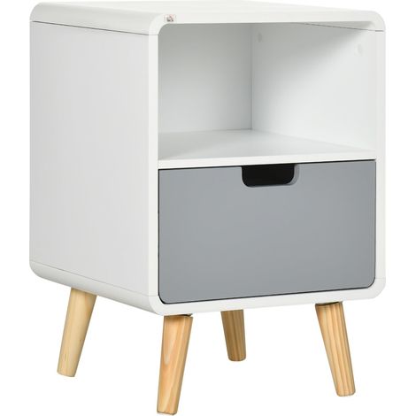 Nachttisch Nachtschrank Mit Schublade Und Offenem Fach, Beistelltisch, Weiß, 40X38X58Cm