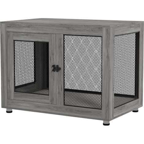 Cage pour chien ou chiot avec rangement, coussin imperméable, grillage acier, pieds réglables, 94 x 60 x 71,5 cm (1/5)
