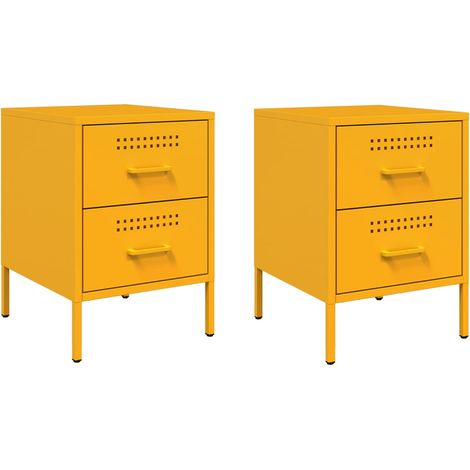 Set 2 comodini con due cassetti 36 x 39 x 50,5 cm acciaio giallo senape DEC035427