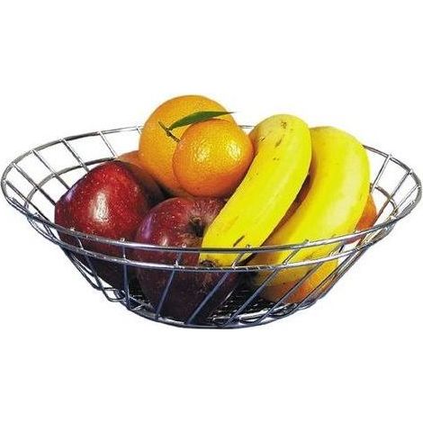 Artex Cestino Porta Frutta E Pane In Filo Metallo Cromato Rotondo Diametro 32 Cm