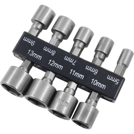 Lot de 9 douilles combinées métriques. tête de douille non magnétique 5-13 mm (1/5)