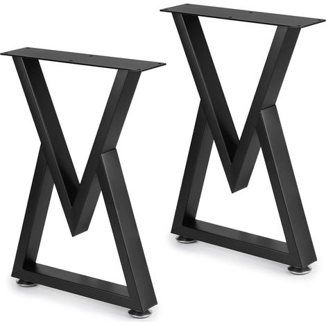 2 Pièces Pieds de Table en Métal Noir Jusqu'à 250 kg, Pieds de Table Robustes en Forme de V, Jambes de Meubles Industriel, Pied de Meuble Reglablel pour Café, Table à Manger, Bureau, Banc (1/5)