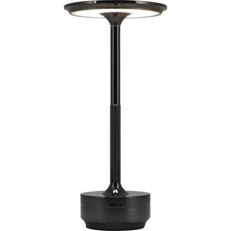 Wiederaufladbare, kabellose Tischleuchte mit einstellbarer Helligkeit – Moderne Touch-Bedienung – Nachtlicht – Spritzwassergeschützt – 27 cm – Schwarz