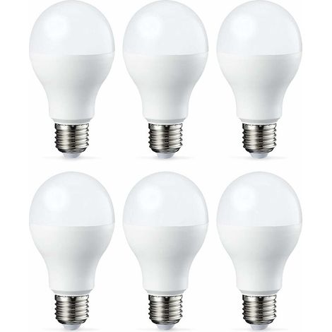 Lot de 6 ampoules LED Culot Edison à vis E27 18 W (équivalent 180 W) Blanc froid Intensité non variable