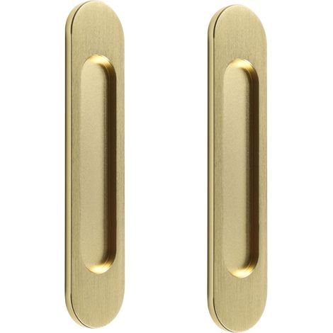 2pcs 15cm Gold Self Adhesive Oval Handles, Aluminum Sliding Door Handle, for Sliding Barn Doors, Windows and Closets No Drilling