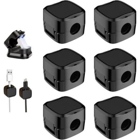 6 Pcs Clips Câble,Support de Câble Chargement Magnétique de Téléphone Adhésif Puissant Gestionnaire de Câbles,Organisateur de Câbles,Rangements de câbles pour Bureau,Table de Nuit,HDMI,Noir (1/5)