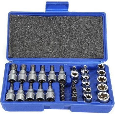Jeu de douilles 34 pièces douilles pour vis mâles et femelles Douilles à clé interne externe combinaison de douilles de type e (1/4)