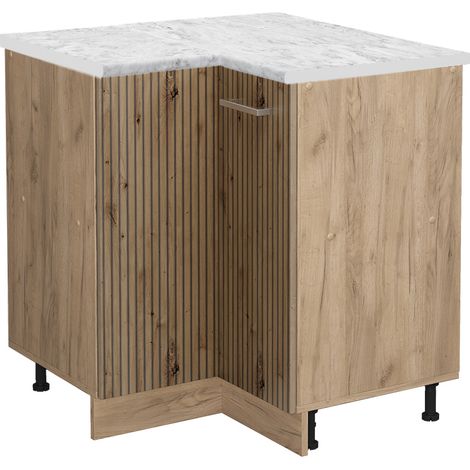 Armario de esquina R-Line, Roble artesanal, 75.6 cm ET Mármol, Vicco