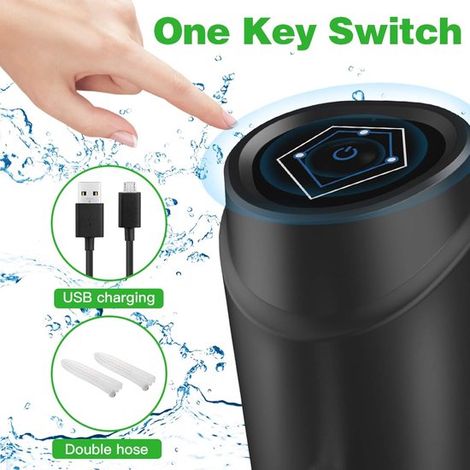Distributore di bevande elettrico portatile (5 litri), ricaricabile universalmente tramite USB, compatibile con bottiglie da 1 litro, include 2 ugelli in silicone. (1/5)