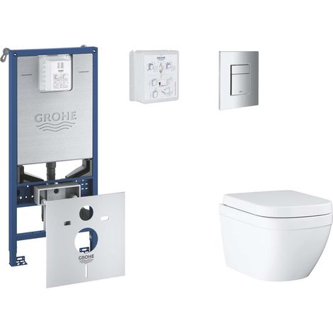 Grohe Rapid SLX - Set Vorwandelement, WC mit Softclose-Sitz und Skate Cosmopolitan-Betätigungsplatte, Triple Vortex, Chrom SANI11BB2104 (1/5)