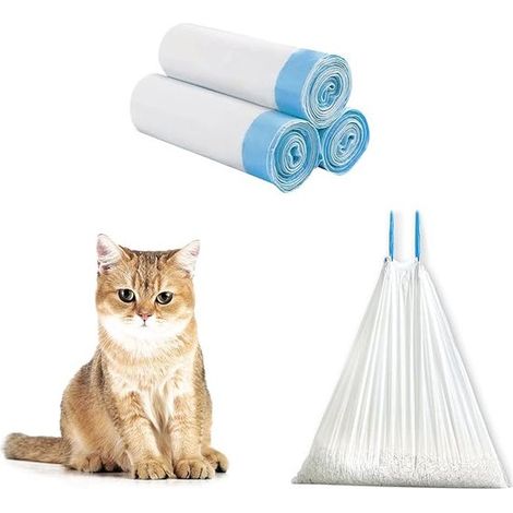 Sacs à litière pour chat autonettoyant - 4 rouleaux - 15 sacs par rouleau - 60 sacs - Sacs de rechange pour bac à litière automatique - 45 x 50 cm