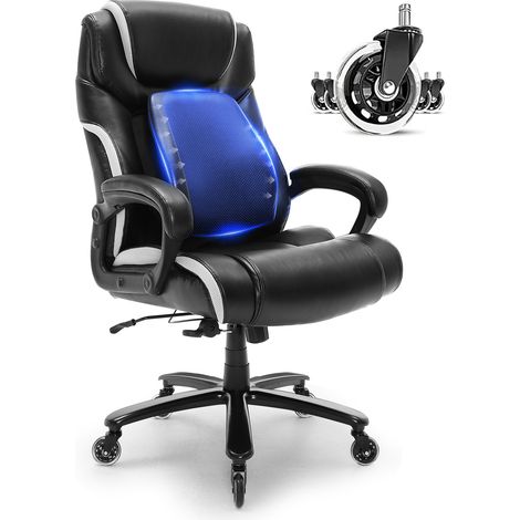 VEVOR Silla de Oficina de Cuero Silla Ejecutiva Ergonómica con Soporte Lumbar Ajustable Asiento de Oficina Carga Máxima de 181 kg Respaldo Reclinable Reposabrazos Elevables para Gamer Oficina Hogar