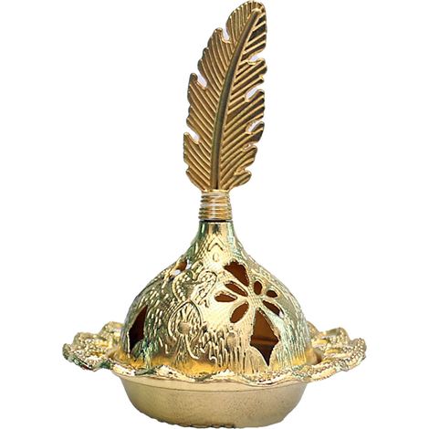 Brûleur d'Encens Vintage en Métal Doré Plume - Antirouille pour Salon et Chambre (1/5)