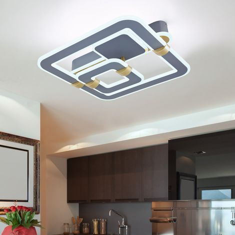 Deckenlampe LED Wohnzimmerlampe Deckenleuchte dimmbar CCT Fernbedienung gold grau, 1x LED 2545lm 56 Watt warmweiß-kaltweiß 2700K-6000K, L 50 cm