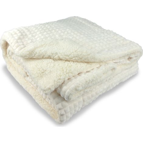 Coperta Doppia Flanella morbida a tinta unita 150x200 cm - Bianco (1/5)