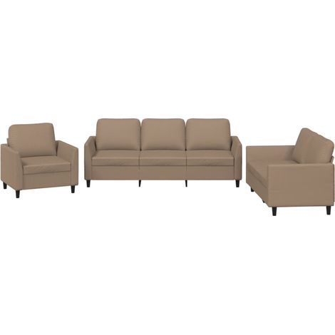 Maison Exclusive - Set di Divani 3 pz con Cuscini cappuccino in Similpelle